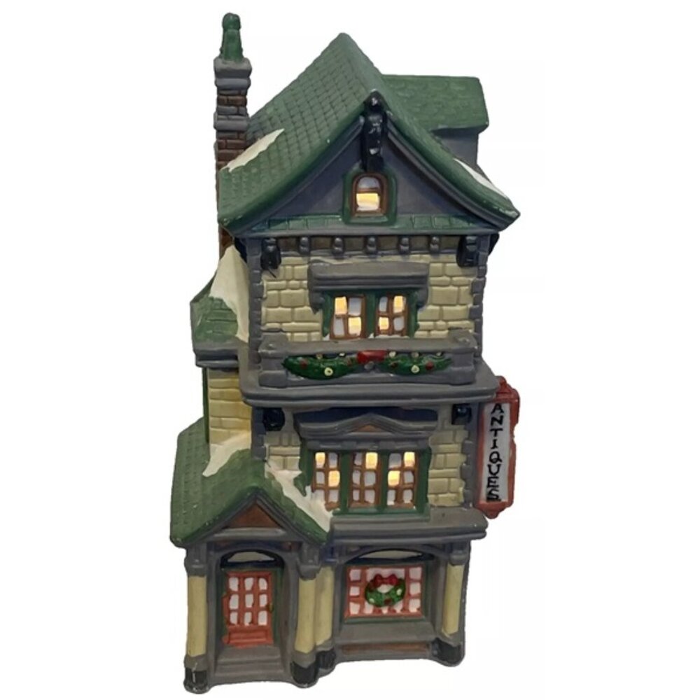 1994 O'WELL Dickens Keepsake Porcelain-3 Story Antiques Shop with Light and Cord